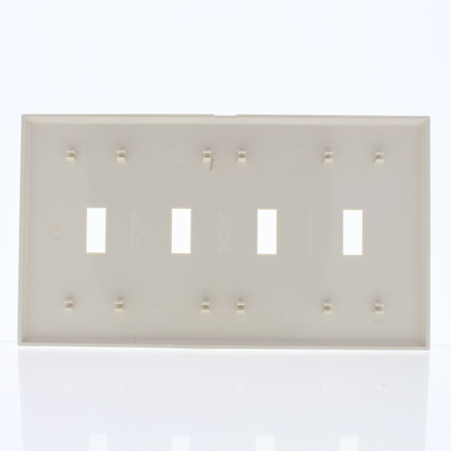 Cheetah PJ4C-COT Light Almond Toggle Switch 4-Gang Screwless Wallplates 2-pack