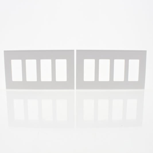 2-Pack Cheetah White 4-Gang Rocker Switches Screwless Cover Wallplate S264C-C0W