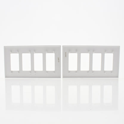 2-Pack Cheetah White 4-Gang Rocker Switches Screwless Cover Wallplate S264C-C0W