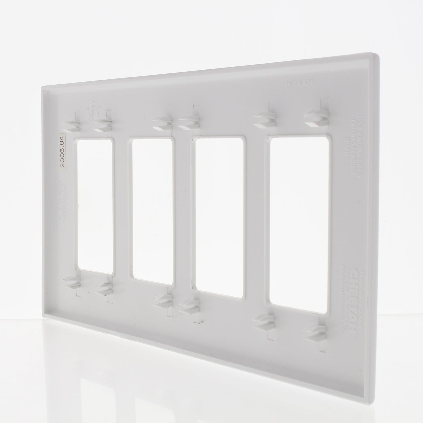 2-Pack Cheetah White 4-Gang Rocker Switches Screwless Cover Wallplate S264C-C0W
