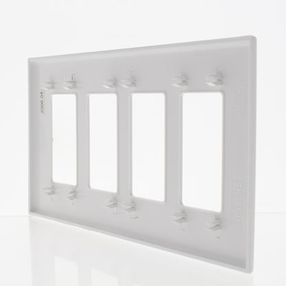 2-Pack Cheetah White 4-Gang Rocker Switches Screwless Cover Wallplate S264C-C0W