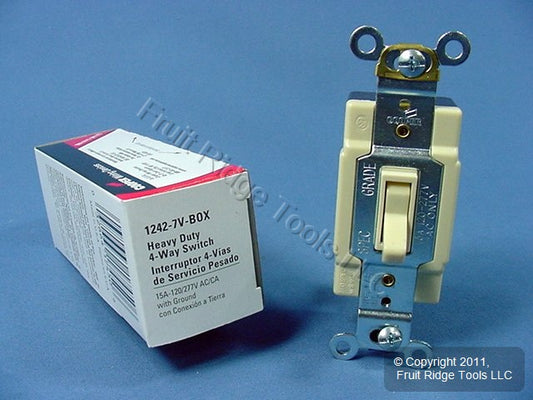 Cooper Wiring 1242-7V Ivory 4-Way Toggle Wall Light Switches 15A 120/277V 10pcs
