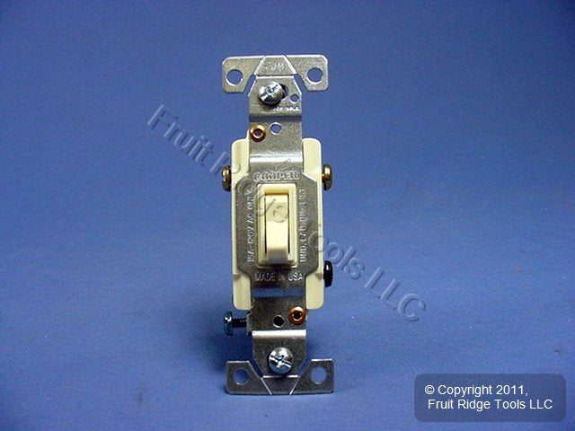 Cooper 1303-7A Almond Residential Toggle Light Switches 3-Way 15A 120V 10-Pack