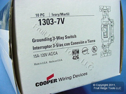 Cooper Wiring Devices 1303-7V Ivory 10 Toggle Wall Light 10-PACK