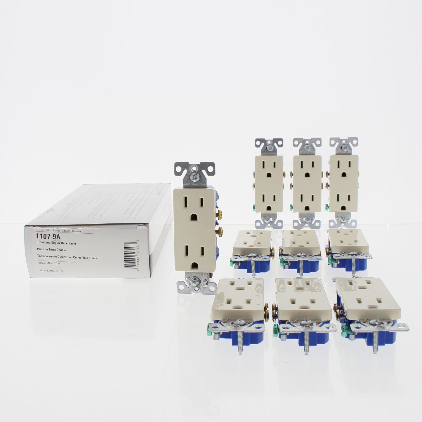 10 Cooper Almond Decorator Outlet Duplex Receptacles Nema 5-15R 15A 125V 1107-9A