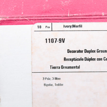 Cooper 1107-9V Ivory Decorator 15A Outlet Duplex Receptacles 5-15R 125V 10pcs