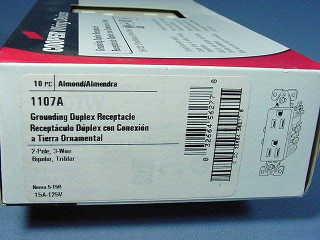 10 Cooper Almond Decorator Outlets Duplex Receptacle 15A 125V Nema 5-15R 1107A