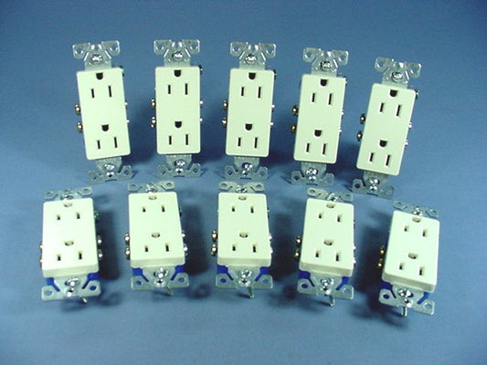 10 Cooper Almond Decorator Outlets Duplex Receptacle 15A 125V Nema 5-15R 1107A
