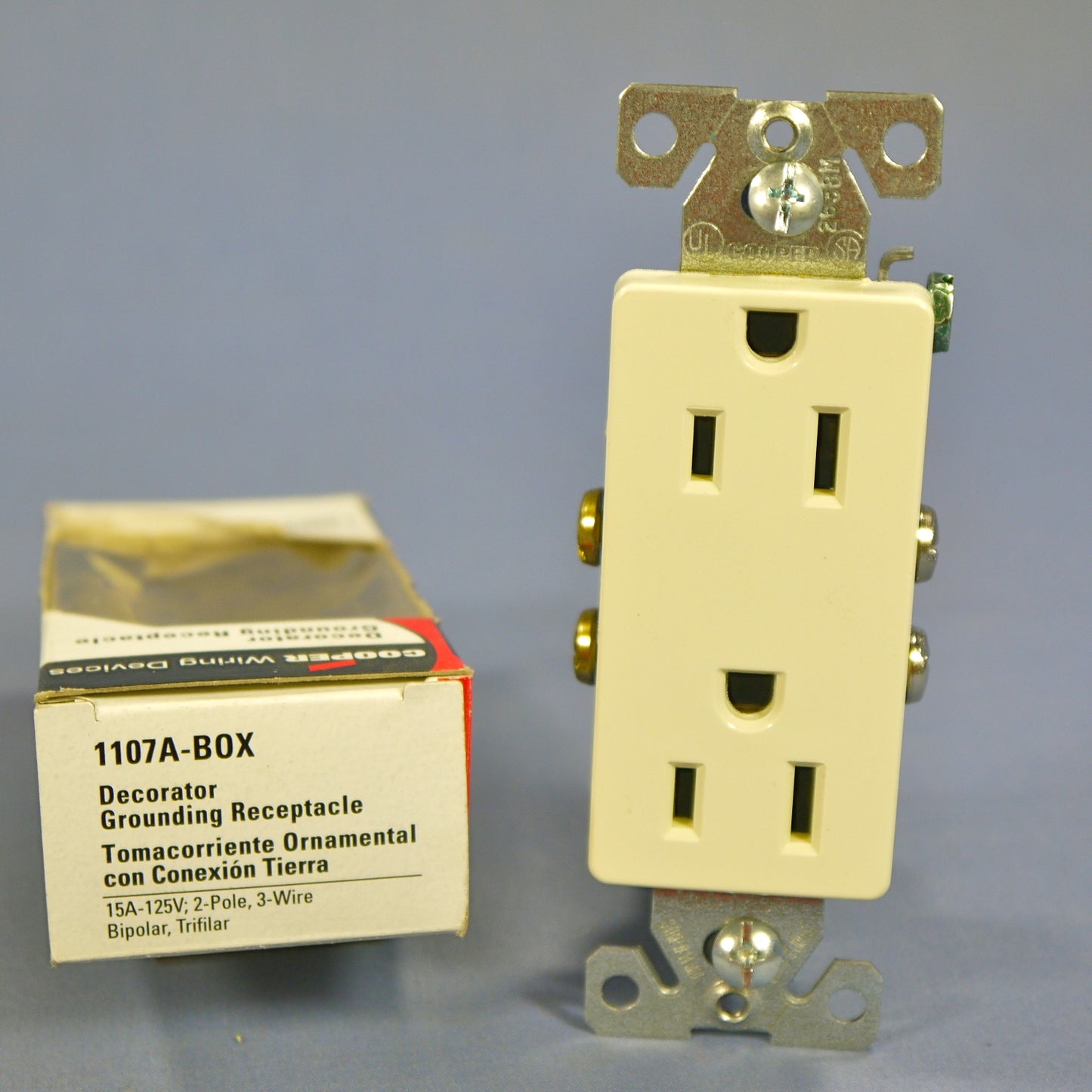 Cooper Almond Decorator Outlet Duplex Receptacle Nema 5-15R 15A 125V 1107A Boxed