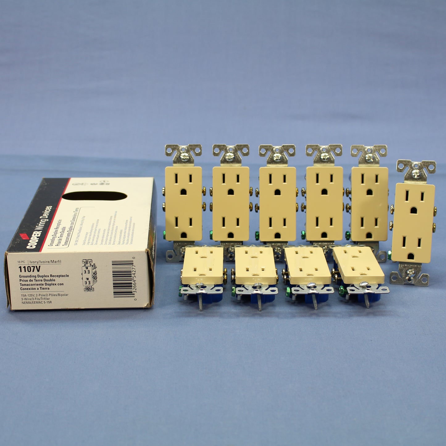 10 Cooper Ivory Decorator Receptacle Duplex Outlets Nema 5-15R 15A 125V 1107V