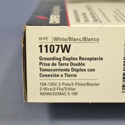 10 Cooper White Decorator Receptacle Duplex Outlets Nema 5-15R 15A 125V Boxed