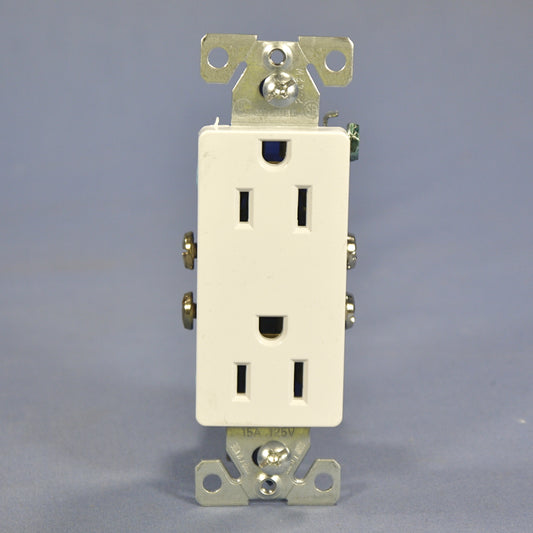 Cooper White Decorator Receptacle Duplex Outlet Nema 5-15R 15A 125V Bulk 1107W