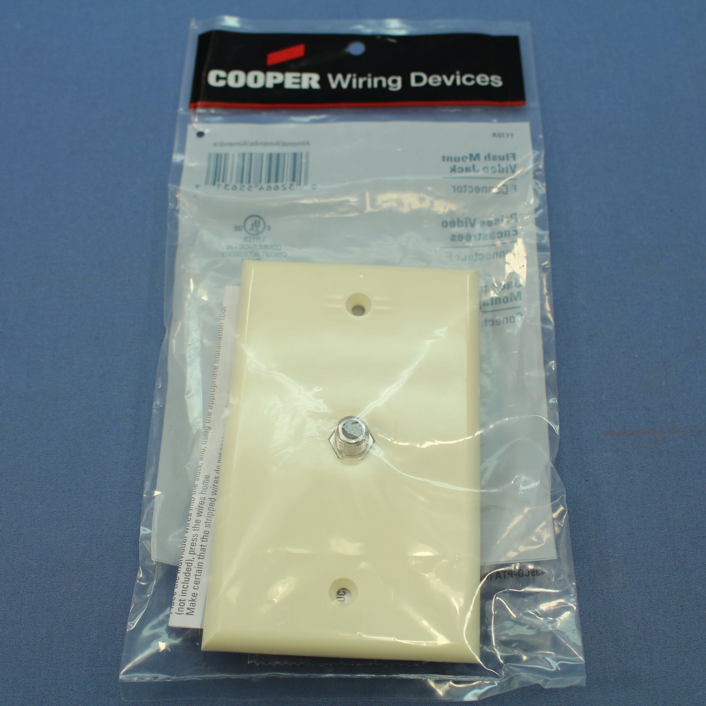 Cooper 1172A Almond 1-Gang Coaxial Jack Unbreakable Standard Wallplate Cover