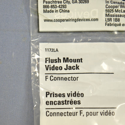 Cooper Light Almond Coaxial Cable Wall Plate Video Jack F-Type CATV 1172LA