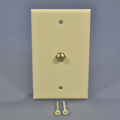 Cooper Light Almond Coaxial Cable Wall Plate Video Jack F-Type CATV 1172LA