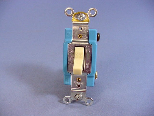 Cooper 1201V Ivory Industrial Toggle Wall Light Switch Single Pole 15A 120/277V