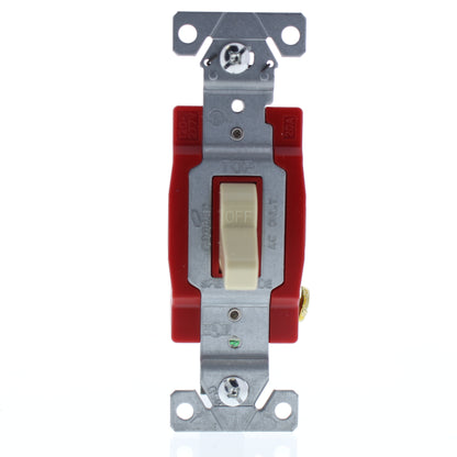 Cooper 1221V Ivory Industrial Grade Single Pole AC Toggle Wall Light Switch 20A