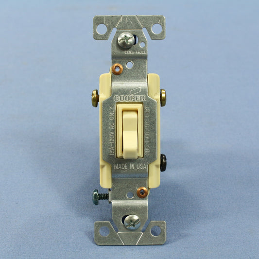 Cooper 1223-1V Ivory Industrial 3-Way Framed Toggle Wall Light Switch 15A Bulk