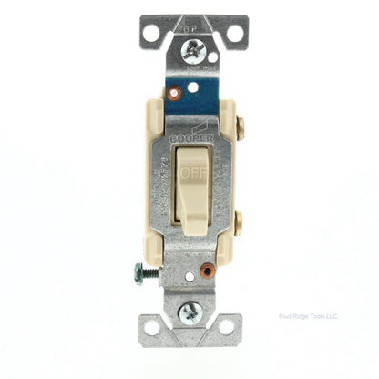 Cooper 1240-1V Ivory Heavy Duty Unipolar Single Pole Toggle Switch 15A 120/277V