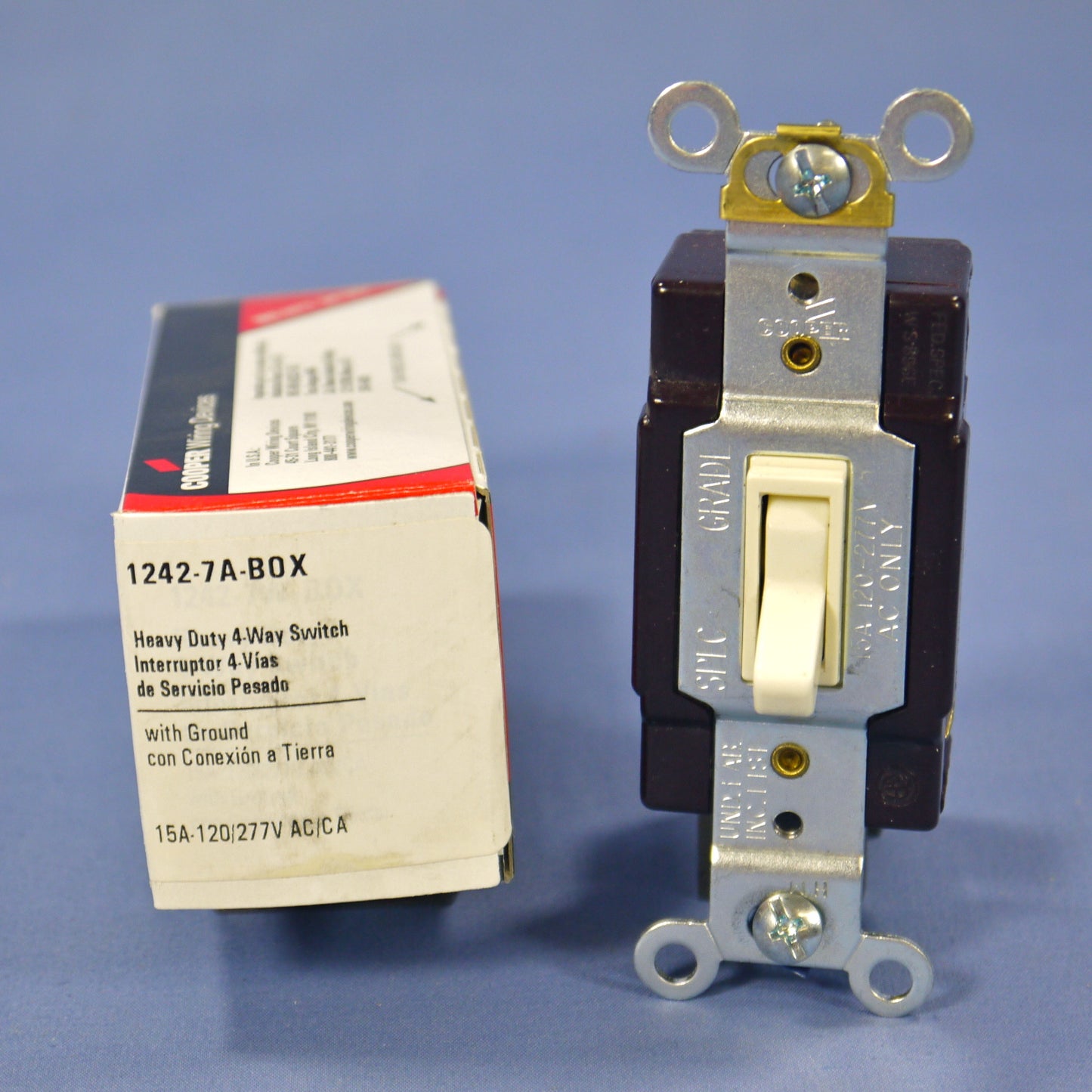 Cooper Wiring 1242-7A Almond 4-Way Toggle Wall Light Switch 15A 120/277V Boxed