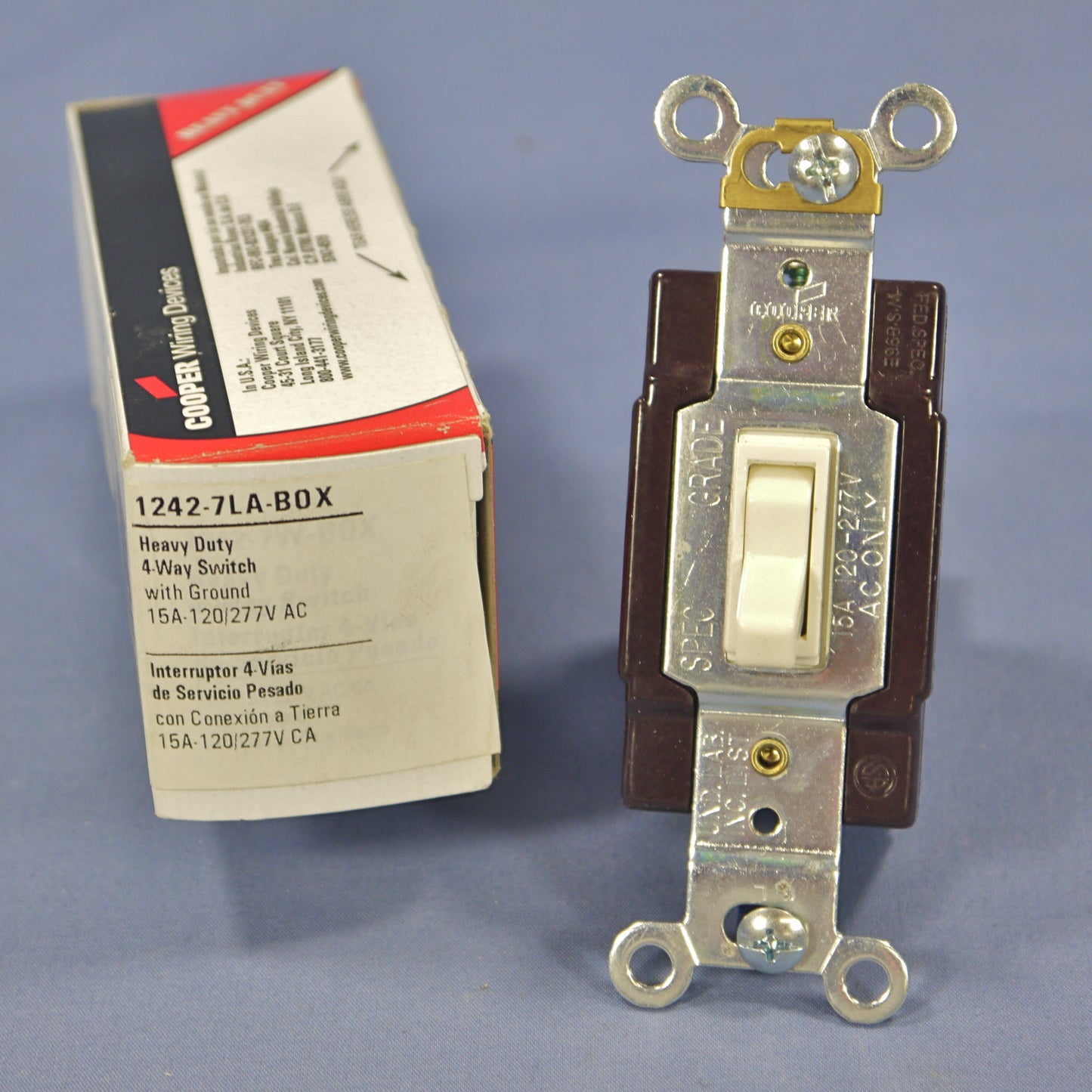 Cooper Wiring 1242-7LA Lt Almond 4-WAY Toggle Wall Light Switch 15A 120/277V Box