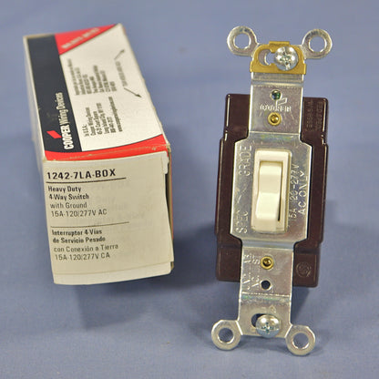 Cooper Wiring 1242-7LA Lt Almond 4-WAY Toggle Wall Light Switch 15A 120/277V Box