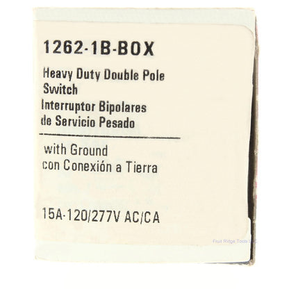 Cooper Brown Heavy Duty Grounding Double Pole Toggle Switch 15A 120/277V 1262-1B