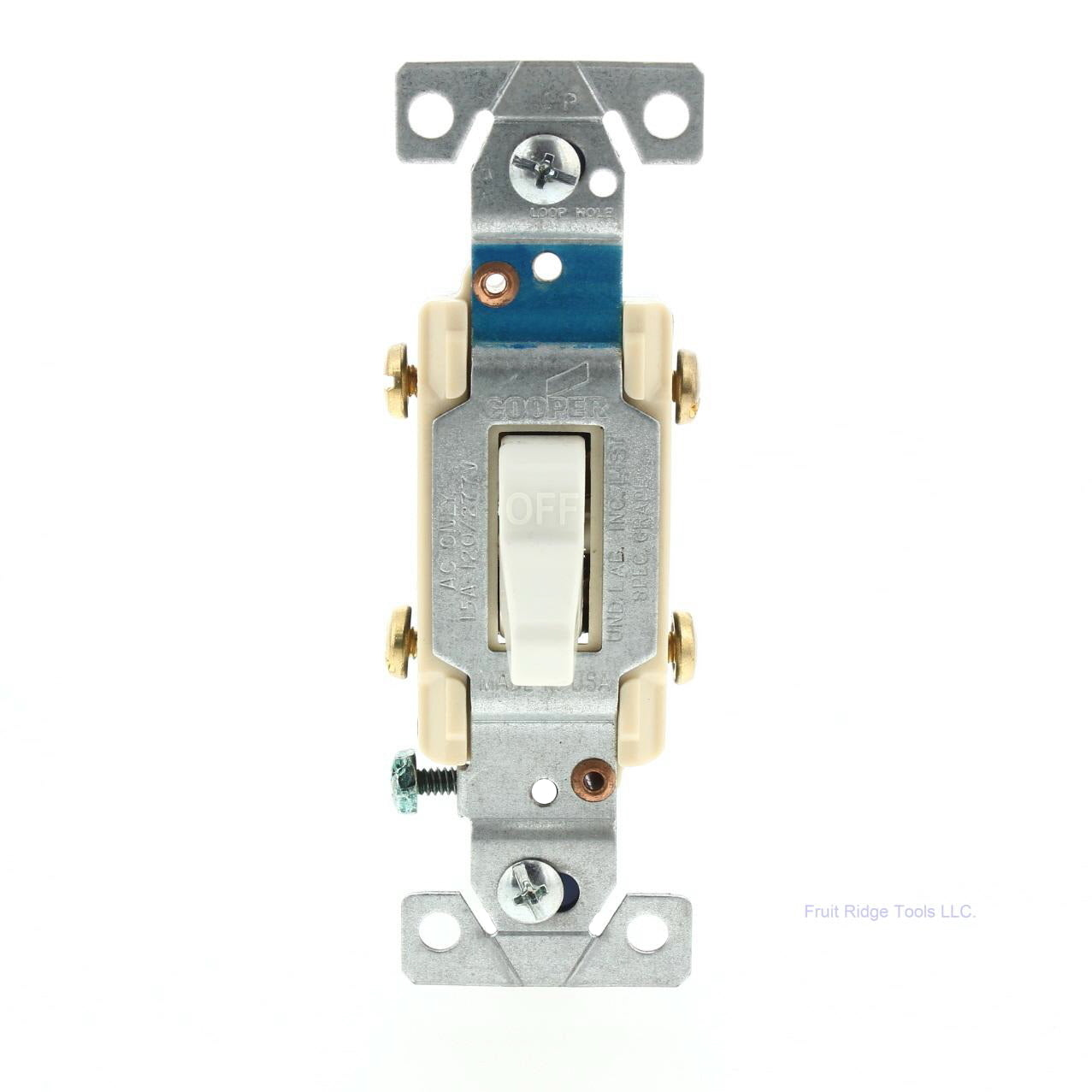Cooper 1262-1W White Heavy Duty Grounding Double Pole Toggle Switch 15A 120/277V