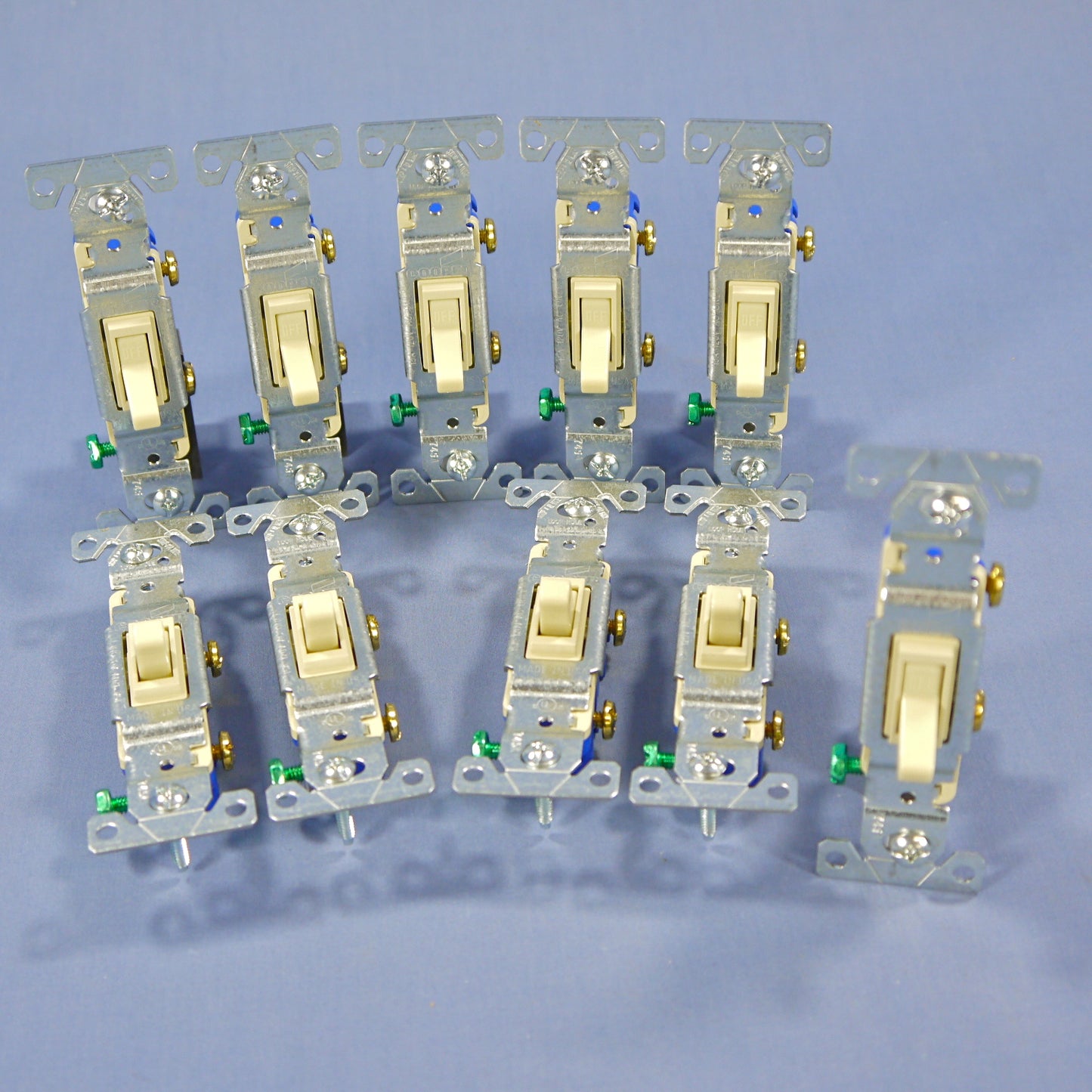 Cooper 1301-7V Ivory Toggle Wall Light Switches Single Pole 15A 120V 10-Pack