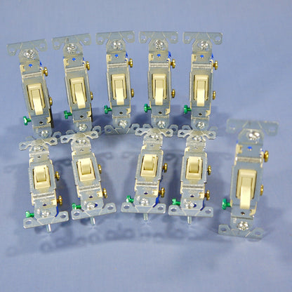 Cooper 1301-7V Ivory Toggle Wall Light Switches Single Pole 15A 120V 10-Pack