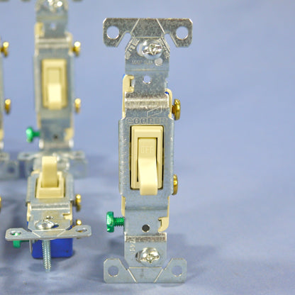 Cooper 1301-7V Ivory Toggle Wall Light Switches Single Pole 15A 120V 10-Pack