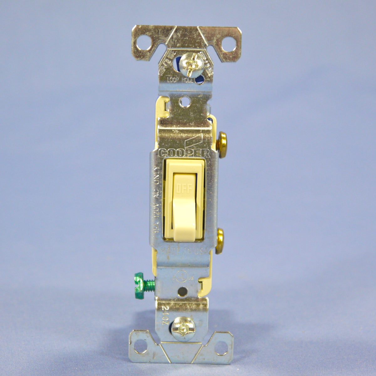 Cooper 1301-7V Ivory Toggle On/Off Light Switches Single Pole 15A 120V Bulk 2pcs