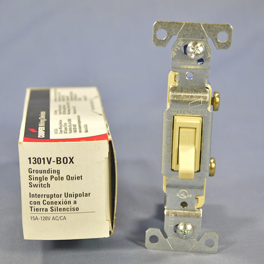 Cooper Wiring Devices 1301V Ivory Toggle Wall Light Switch