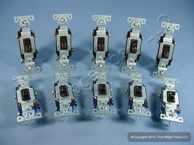 Cooper 1303-7B Brown Toggle Wall Light Switches 3-Way 15A STYLE 10-Pack