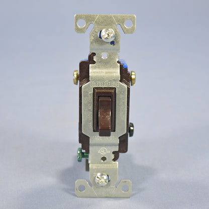 Cooper 1303-7B Brown Toggle Wall Light Switch 3-Way 15A 120V Bulk NEWSTYLE