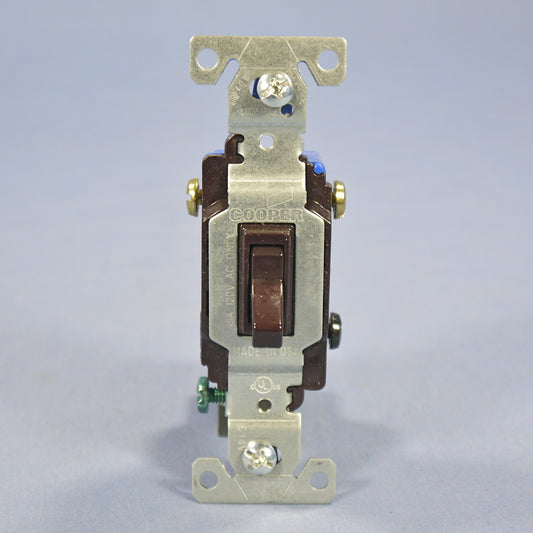 Cooper 1303-7B Brown Toggle Wall Light Switch 3-Way 15A 120V Bulk NEWSTYLE