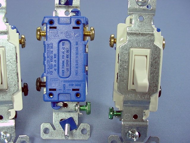 Cooper 1303-7LA Light Almond Toggle Wall Light Switches 3-Way 15A 120V 10-Pack