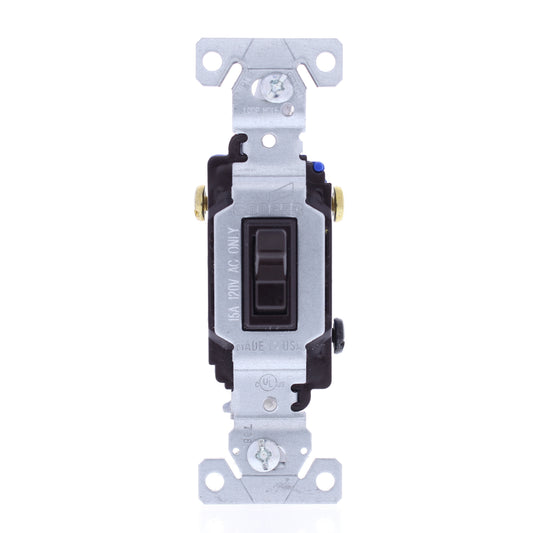 Cooper 1303B Black Toggle Wall Light Switch 3-Way 15A 120V Residential Bulk