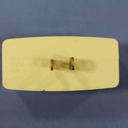Cooper Ivory Triple Tap Non-Grounding Receptacle Outlet Adapter 15A Bulk 1747V