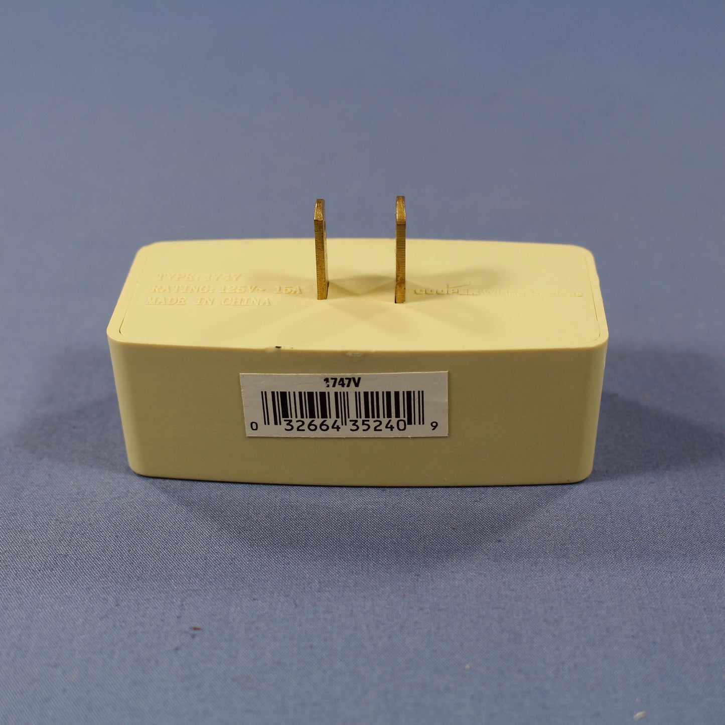 Cooper Ivory Triple Tap Non-Grounding Receptacle Outlet Adapter 15A Bulk 1747V