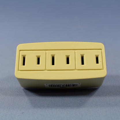 Cooper Ivory Triple Tap Non-Grounding Receptacle Outlet Adapter 15A Bulk 1747V