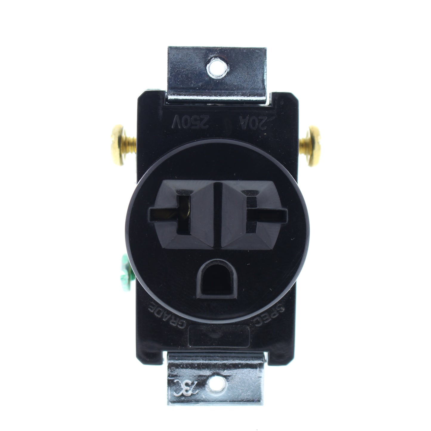Cooper 1876BK-BU 20A Straight Blade Receptacle 3-Wire 2-Pole Short Straps 250V