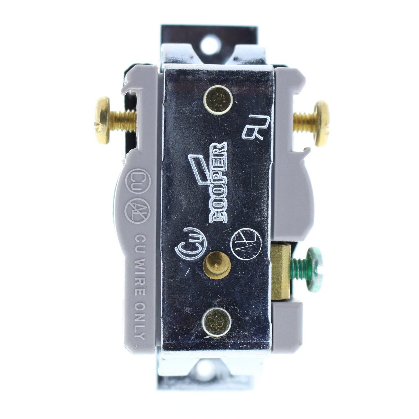 Cooper 1876BK-BU 20A Straight Blade Receptacle 3-Wire 2-Pole Short Straps 250V