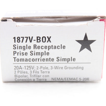 Cooper 1877V Ivory Commercial Grade 20A Single Outlet Receptacle 5-20 125V