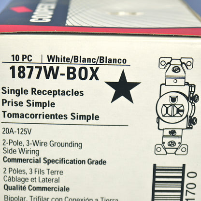 10 Cooper Electric White Commercial Outlet Receptacles 5-20 125V 20A 1877W