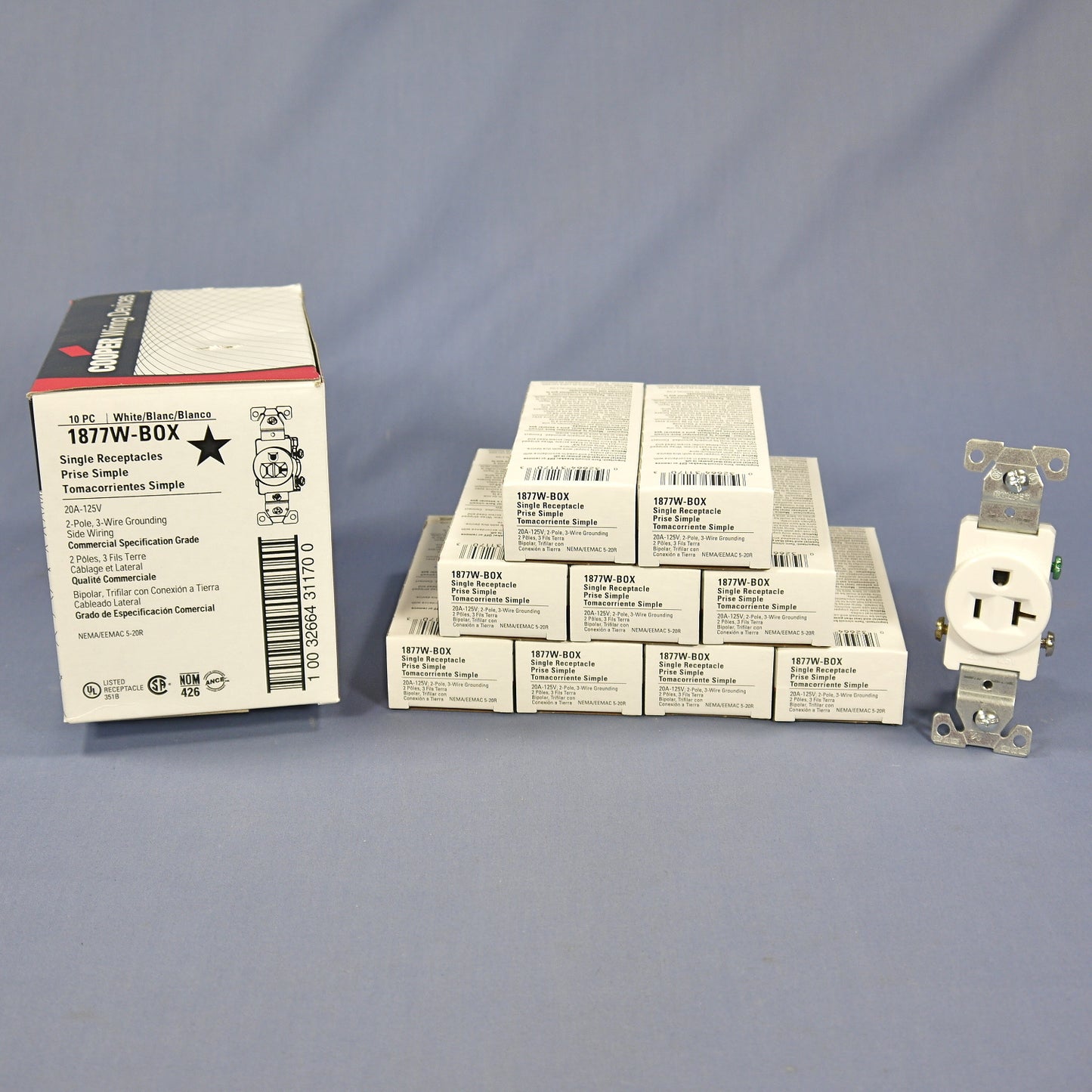 10 Cooper Electric White Commercial Outlet Receptacles 5-20 125V 20A 1877W