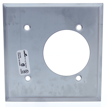 Cooper 192 2-Gang Chrome Off Center 2.1563" Hole Power Receptacle Wallplate