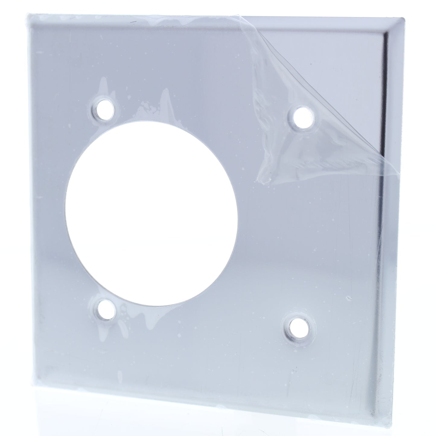 Cooper 192 2-Gang Chrome Off Center 2.1563" Hole Power Receptacle Wallplate
