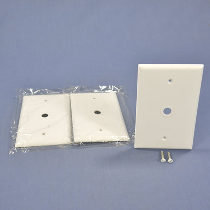 Cooper 2028W White 1-Gang Phone 3/8" Hole Cable Thermoset Midsize Wallplate 3pcs
