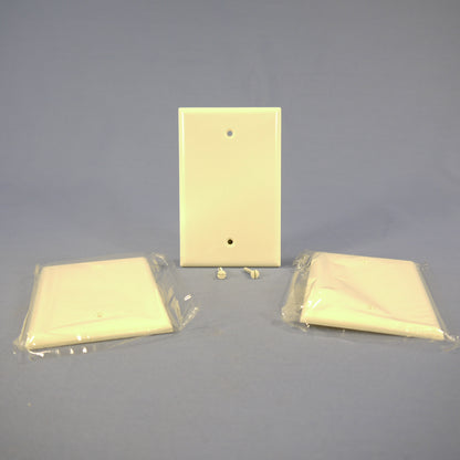 Cooper 2029A Almond 1-Gang Blank Plastic Mid-Size Wallplate Cover Box Mount 3pcs